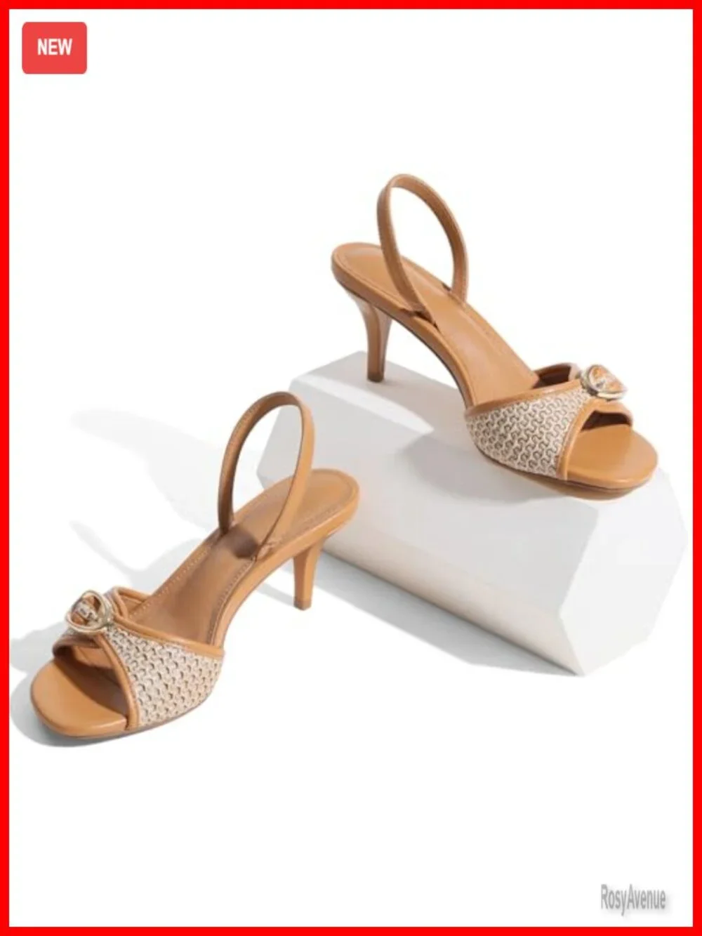 Women's Kitten Heels Slingback Sandals Open Toe Stiletto Dress Shoes